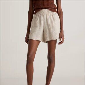 Quince 100% Linen Pull-On Shorts Oatmeal Beige Elastic Waist XS